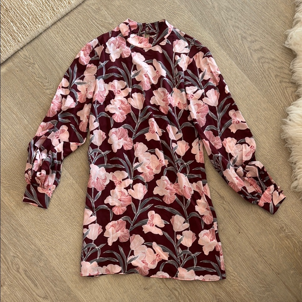 Keepsake Floral Pink and Burgundy Women's mini dress